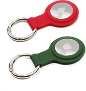 Sleutelhanger voor Apple AirTag - Framboos & Groen - Siliconen Hoesje voor Apple Apple AirTag - Case voor Apple Airtag - 2 stuks - Framboos & Groen