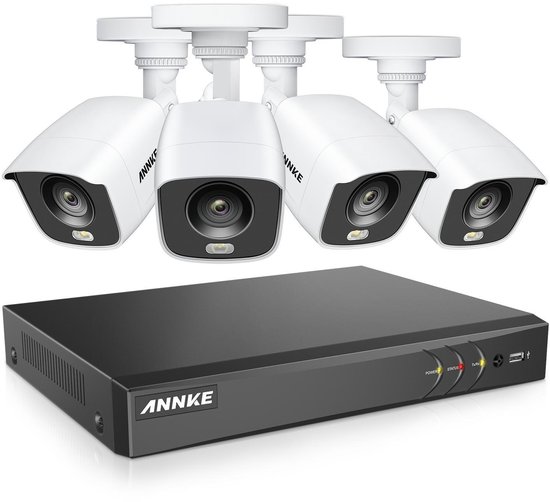 Annke Kit caméra de surveillance filaire 8CH 5MP DVR enregistreur + 4 caméra  HD 1080P extérieur