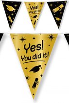 Folie Vlaggenlijn Yes you did it !  10 meter, Geslaagd, Versiering, Feest, Diploma - 2 stuks