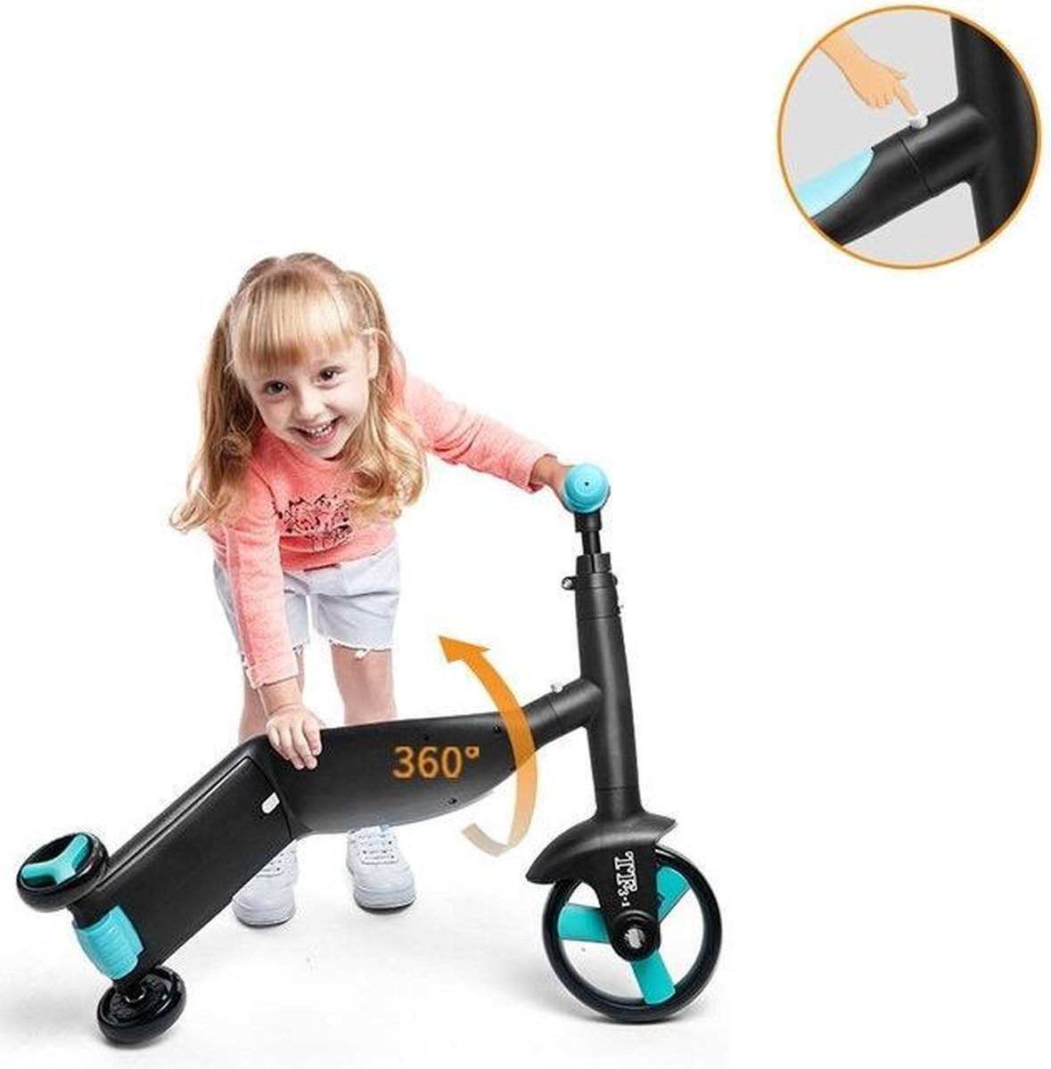 Babyset Loopfiets 3-in-1 | Driewieler verstelbaar | Met Achterrem | Met trappers