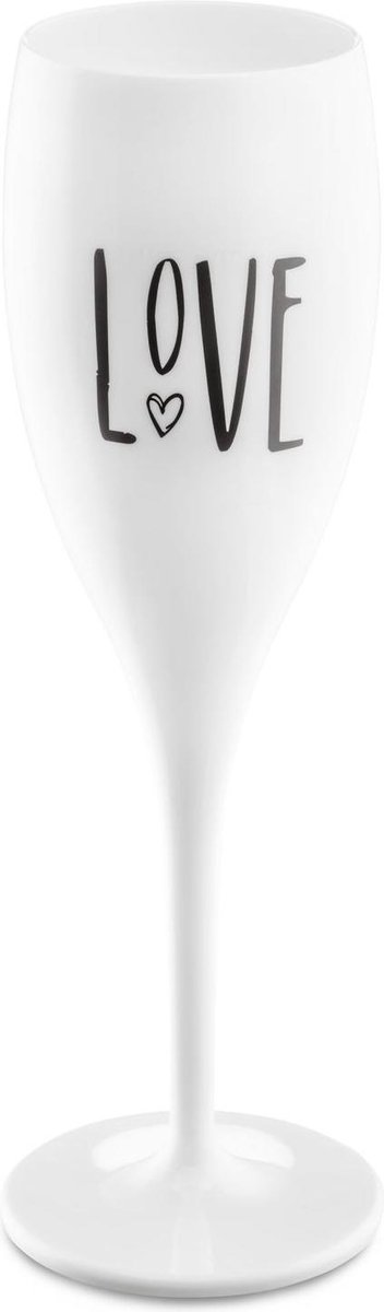 Koziol Champagneglas  - Opdruk CHEERS NO. 1 LOVE - 100 ml - Cotton white