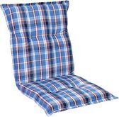 Blumfeldt Prato Tuinkussen - stoelkussen - zitkussen - lage rug tuinstoel - 50 x 100 x 8cm - UV bestendig polyester - blauw / wit
