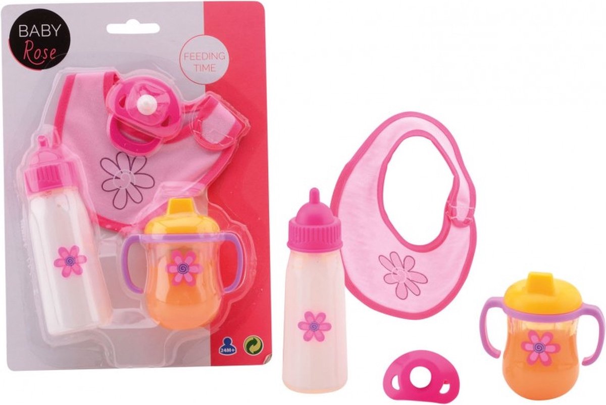 Johntoy Poppenspeelset Baby Rose 4-delig Roze — afbeelding 5
