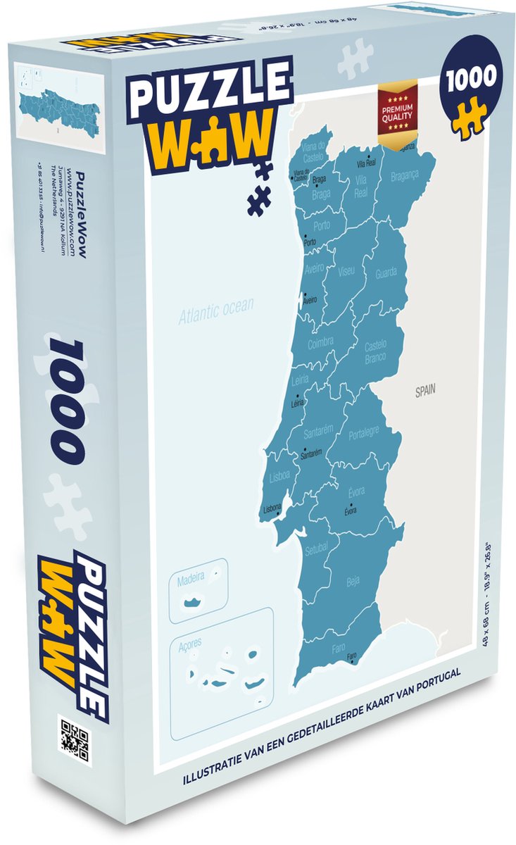 Puzzel Illustratie van een gedetailleerde kaart van Portugal - Legpuzzel -  Puzzel 1000... | bol.com