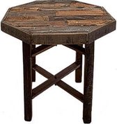 Stoere grof gerecycled houten tafel met 8-hoekig blad. 45 cm 107000314