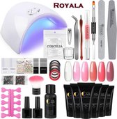 Royala - Professionele Polygel kit C – 6 Kleuren Tube’s a 30ml Polygel - 6 Kleuren Polygel Pakket - incl. 36 W UV Nageldroger - Polygel nagels - UV Nagel lamp - Nagelvijl - Poly acryl nagels 