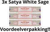 Satya Wierook Stokjes - White Sage - Aura Reinigend - Witte Salie Wierookstokjes - 3x15 Gram -  3 STUKS