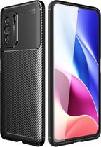 Voor Xiaomi Redmi K40 Pro + koolstofvezel textuur schokbestendig TPU-hoesje (zwart)