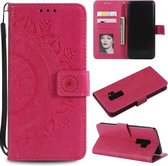 Voor Samsung Galaxy S9 Plus Totem Bloem Reliëf Horizontale Flip TPU + PU lederen tas met houder & kaartsleuven & portemonnee (rood)