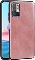 Voor Xiaomi Redmi Note 10 Crazy Horse Textured Kalfsleer PU + PC + TPU Case (Rose Gold)
