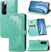 Voor Geschikt voor Xiaomi Mi 10S Mandala bloem reliëf horizontale flip lederen tas met beugel / kaartsleuf / portemonnee / lanyard (groen)