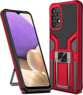 Voor Samsung Galaxy A32 5G Armor 2 in 1 PC + TPU magnetisch schokbestendig hoesje met opvouwbare houder (rood)