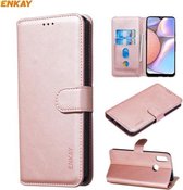 Voor Samsung Galaxy M01s / A10s ENKAY Hat-Prince ENK-PUC026 Horizontale flip PU lederen tas met houder & kaartsleuven & portemonnee (roze)