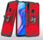 Voor Huawei Y9 Prime (2019) / P Smart Z Magnetisch pantser Schokbestendig TPU + pc-hoes met metalen ringhouder (rood)