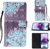 Voor Motorola Moto G100 / Edge S 3D Schilderen Horizontale Flip Leren Case met Houder & Kaartsleuf & Portemonnee & Lanyard (Blauwe Bloem)