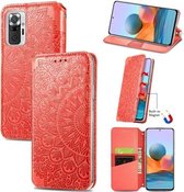 Voor Xiaomi Redmi Note 10 Pro Blooming Mandala Reliëfpatroon Magnetische Horizontale Flip Leren Case met Houder & Kaartsleuven & Portemonnee (Rood)