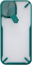 360 graden rotatie 2 in 1 pc + TPU schokbestendige behuizing met metalen spiegellensafdekking en houderfuncties voor iPhone 11 (diepgroen)