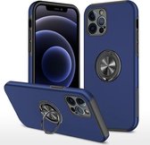 PC + TPU schokbestendige magnetische beschermhoes met onzichtbare ringhouder voor iPhone 12 Pro (blauw)