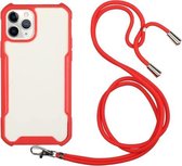 Acryl + kleur TPU schokbestendig hoesje met nekkoord voor iPhone 11 (rood)