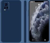 Voor vivo S7 effen kleur imitatie vloeibare siliconen rechte rand valbestendige volledige dekking beschermhoes (blauw)