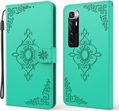 Voor Xiaomi Mi 10 Ultra reliëf fortuin bloemenpatroon horizontale flip lederen tas met houder & kaartsleuf & portemonnee & lanyard (groen)