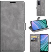 Voor OPPO A54 5G Retro Kalfspatroon Gesp Horizontale Flip Leren Case met Houder & Kaartsleuven & Portemonnee (Grijs)
