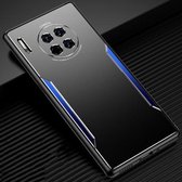 Voor Huawei Mate 30 Blade-serie TPU-frame + titaniumlegering Zandstraaltechnologie Backplane + kleur Aluminiumlegering Decoratieve rand Mobiele telefoon Beschermende schaal (zwart + blauw)