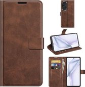 Voor Huawei P50 Retro Kalfspatroon Gesp Horizontale Flip Leren Case met Houder & Kaartsleuven & Portemonnee (Donkerbruin)