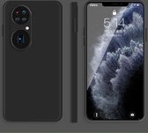 Voor Huawei P50 Pro effen kleur imitatie vloeibare siliconen rechte rand valbestendige volledige dekking beschermhoes (zwart)