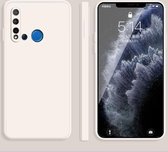 Voor Huawei nova 5i effen kleur imitatie vloeibare siliconen rechte rand valbestendige volledige dekking beschermhoes (wit)