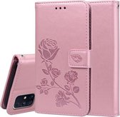 Voor Samsung Galaxy M31s Rose reliëf horizontale flip PU lederen tas met houder & kaartsleuven & portemonnee (rose goud)