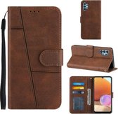 Voor Samsung Galaxy A32 5G Stiksels Kalf Textuur Gesp Horizontale Flip Lederen Case met Houder & Kaartsleuven & Portemonnee & Lanyard (Bruin)