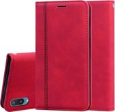 Voor Samsung Galaxy A02 (EU-versie) Frosted Business Magnetische horizontale Flip PU lederen tas met houder & kaartsleuf & lanyard (rood)