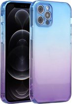 Rechte rand kleurverloop TPU beschermhoes voor iPhone 12 Pro (blauw paars)