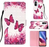 Voor Xiaomi Mi 11i / Poco F3 / Redmi K40 / K40 Pro 3D Schilderen Horizontale Flip Leren Case met Houder & Kaartsleuf & Portemonnee & Lanyard (Rose Red Butterfly)