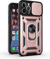 Glijdende camerahoesontwerp TPU + pc-beschermhoes voor iPhone 12 Pro Max (roségoud)
