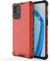 Voor OnePlus 9R schokbestendige honingraat pc + TPU-hoes (rood)