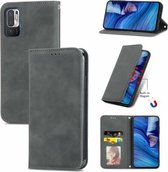 Voor Xiaomi Redmi Note10 5G Retro Skin Feel Business Magnetische Horizontale Flip Leren Case Met Houder & Kaartsleuven & Portemonnee & Fotolijst (Grijs)