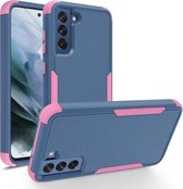 Voor Samsung Galaxy S21 FE TPU + pc schokbestendige beschermhoes (koningsblauw + roze)