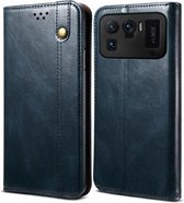 Voor Xiaomi Mi 11 Ultra Simple Wax Crazy Horse Texture Horizontale flip lederen tas met kaartsleuven en portemonnee (marineblauw)