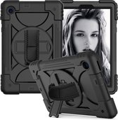 Voor Lenovo Tab M10 Plus 10.3 Schokbestendige pc + siliconen combinatiebehuizing met houder & draagriem & schouderriem (zwart)