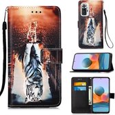 Voor Geschikt voor Xiaomi Redmi Note 10 Pro / Note 10 Pro Max Gekleurd tekeningpatroon Plain Weave Horizontale flip lederen hoes met houder & kaartsleuf & portemonnee & lanyard (ka