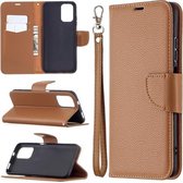 Voor Xiaomi Redmi Note 10 4G Litchi Textuur Pure Kleur Horizontale Flip Leren Case met Houder & Kaartsleuven & Portemonnee & Lanyard (Bruin)