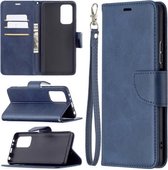 Voor Xiaomi Redmi Note 10 Pro Retro Lambskin Texture Pure Color Horizontale Flip PU Leather Case met Houder & Kaartsleuven & Portemonnee & Lanyard (Blauw)