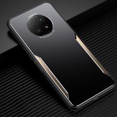 Voor Xiaomi Redmi Note 9 5G Blade Serie TPU Frame + Titanium Legering Zandstralen Technologie Backplane + Kleur Aluminium Legering Decoratieve Rand Mobiele Telefoon Beschermende Shell (Zwart 