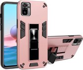 Voor Xiaomi Redmi Note 10 4G 2 in 1 PC + TPU schokbestendige beschermhoes met onzichtbare houder (roségoud)