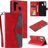 Voor Samsung Galaxy A21 Stiksels Kalfsstructuur Horizontale Flip Leren Case met Houder & Kaartsleuven & Portemonnee (Rood)