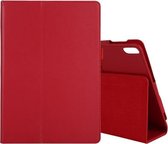 Voor Lenovo Tab 4 10 Plus (TB-X704) / Tab 4 10 (TB-X304) Litchi-textuur Effen kleur Horizontale flip lederen tas met houder en pengleuf (rood)