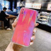 IMD Rendering Watercolor Aurora Pattern Shockproof TPU + PC beschermhoes voor iPhone XS / X (paars en rood)