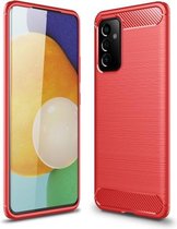 Voor Samsung Galaxy A82 5G geborstelde textuur koolstofvezel TPU-hoes (rood)